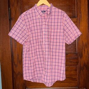 Large Izod Short Sleeve Plaid Button Down
